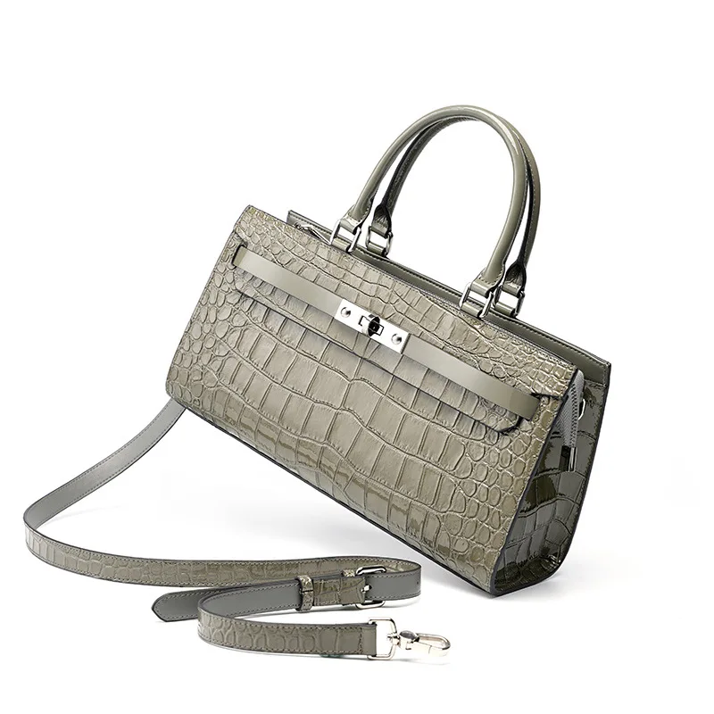 Crocodile Pattern Cowhide Versatile Women\'s Bag 2023 New Portable One Shoulder Crossbody Large Capacity Bag Trend