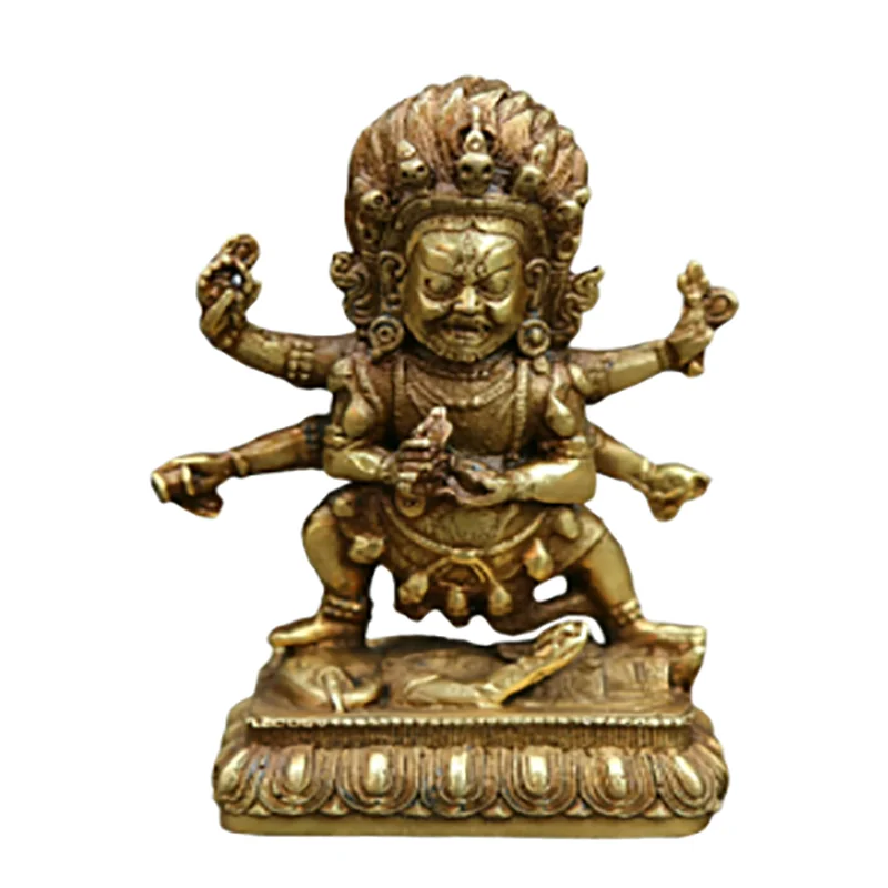 

4.7" Tibet Tibetan Bronze 6 Arms Mahakala Wrathful Deity Buddha Statue