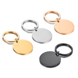 4PCS 25mm/30mm/35mm Stainless Steel Polished Blank Round Tag Key chain Charm Pendants For DIY Custom Jewelry Making Key Rings