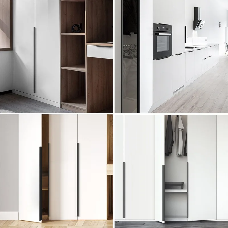 Длина 80-1200 мм, минималистичный шкаф, невидимый длинный угловой кромкооблицовочный ящик, скрытая ручка, шкаф без перфоратора, черная ручка