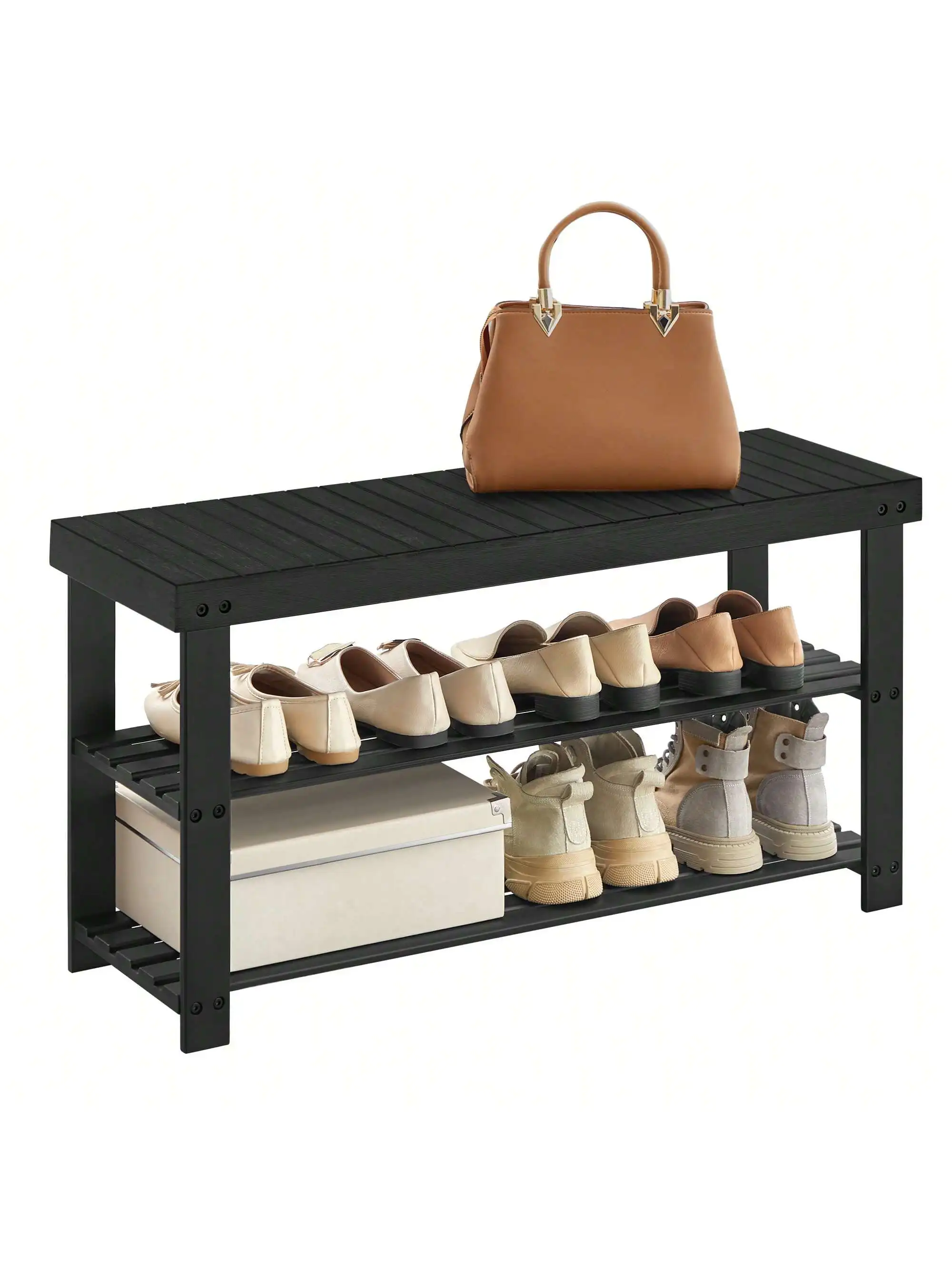 

SONGMICS Shoe Rack Bench, 3-Tier Bamboo Shoe Storage Organizer, Entryway Bench, Holds Up To 286 Lb, 11.3 X 35.4 X 17.8 Inches