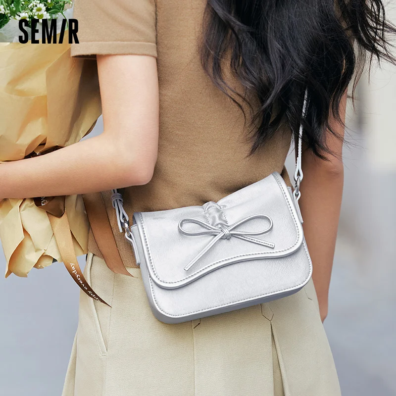 Semir Small Square Bag Women 2025 New Style Shoulder Crossbody Bag Sweet Bowknot Handbag Delicate Mobile Phone Bag