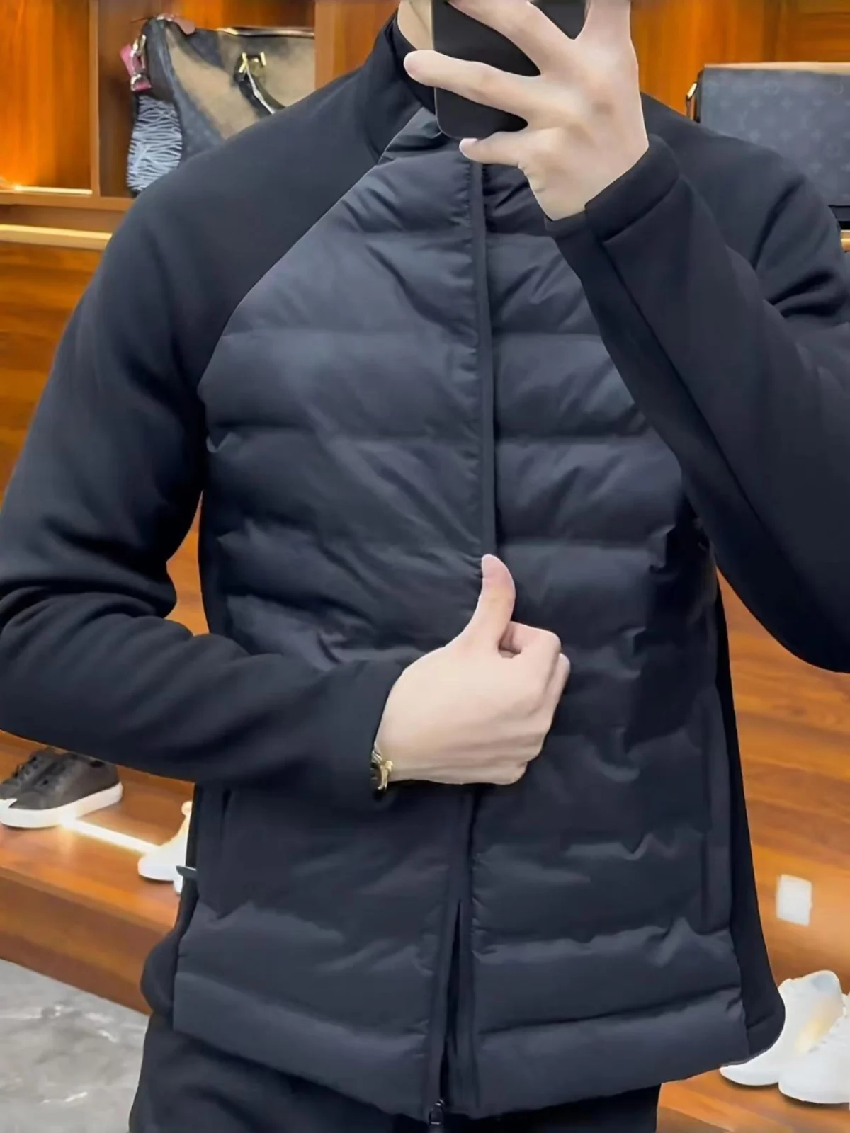 

High Quali Men's down Jaet Stand Collar Quilted Padded Coat Busin Casual Sle Faionable Versatile Autumn Winter New...