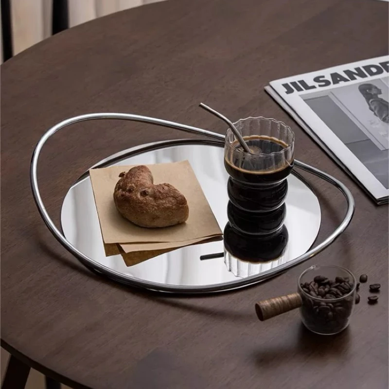 

Nordic Stainless Steel Mirror Tray, Modern Luxury Organizer, Decorative Serving Platter, Jewelry Display Plate for Home
