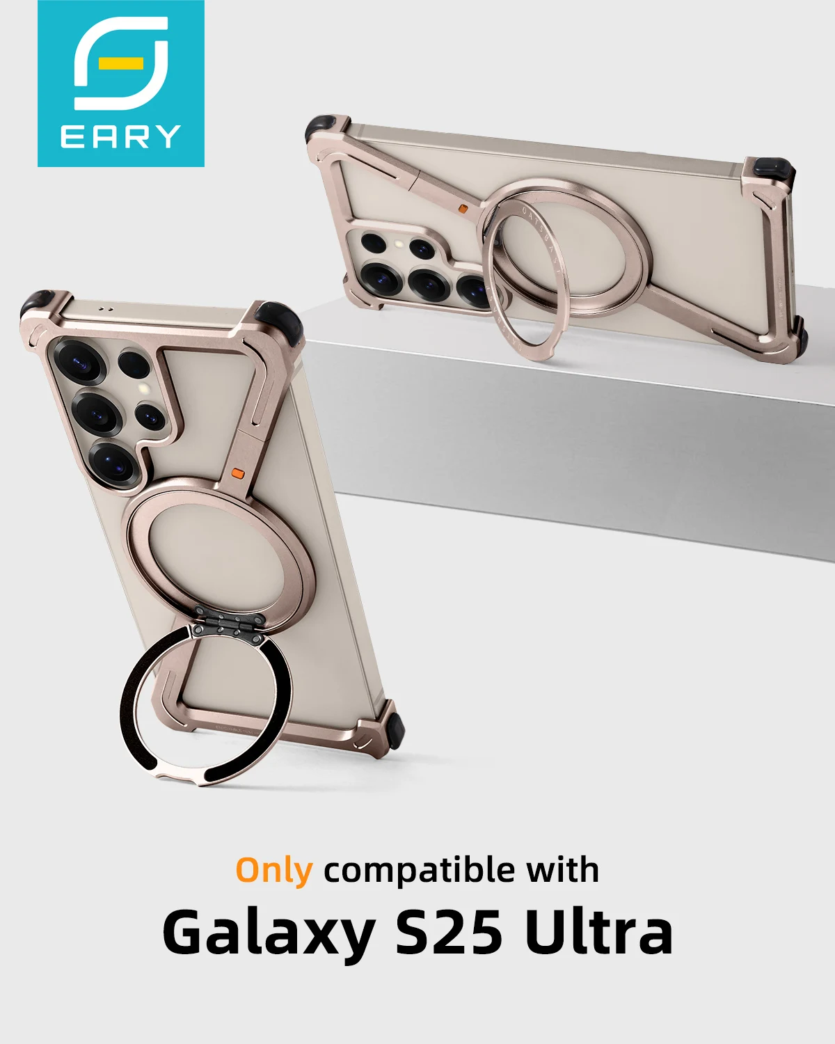 

Eary Minimalist Z-Shaped Phone Case For Samsung Galaxy S25 Ultra With 360° Rotatable Ring kickstand Shockproof Protective Cover