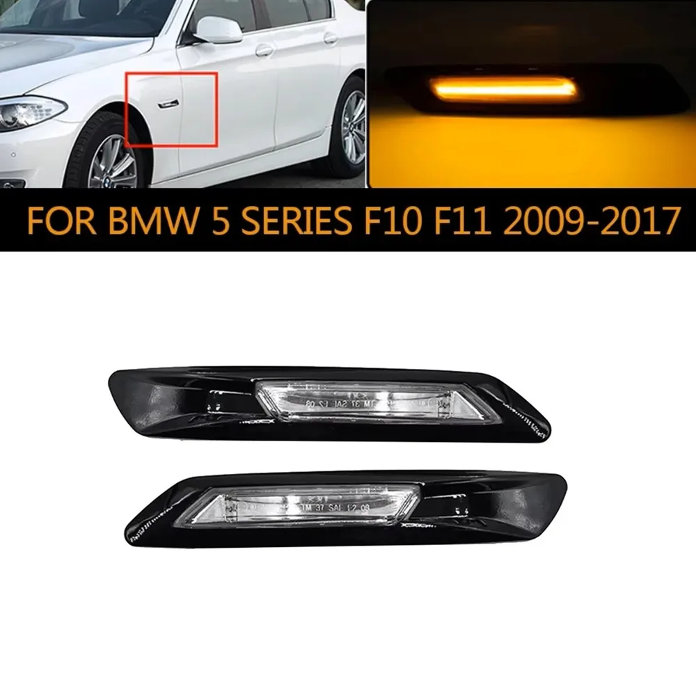 Par de luces de señales de coche marcador lateral 63137154169 63137154170 para BMW 5 Series F10 F11 F18 2011-2017 luz de guardabarros lateral