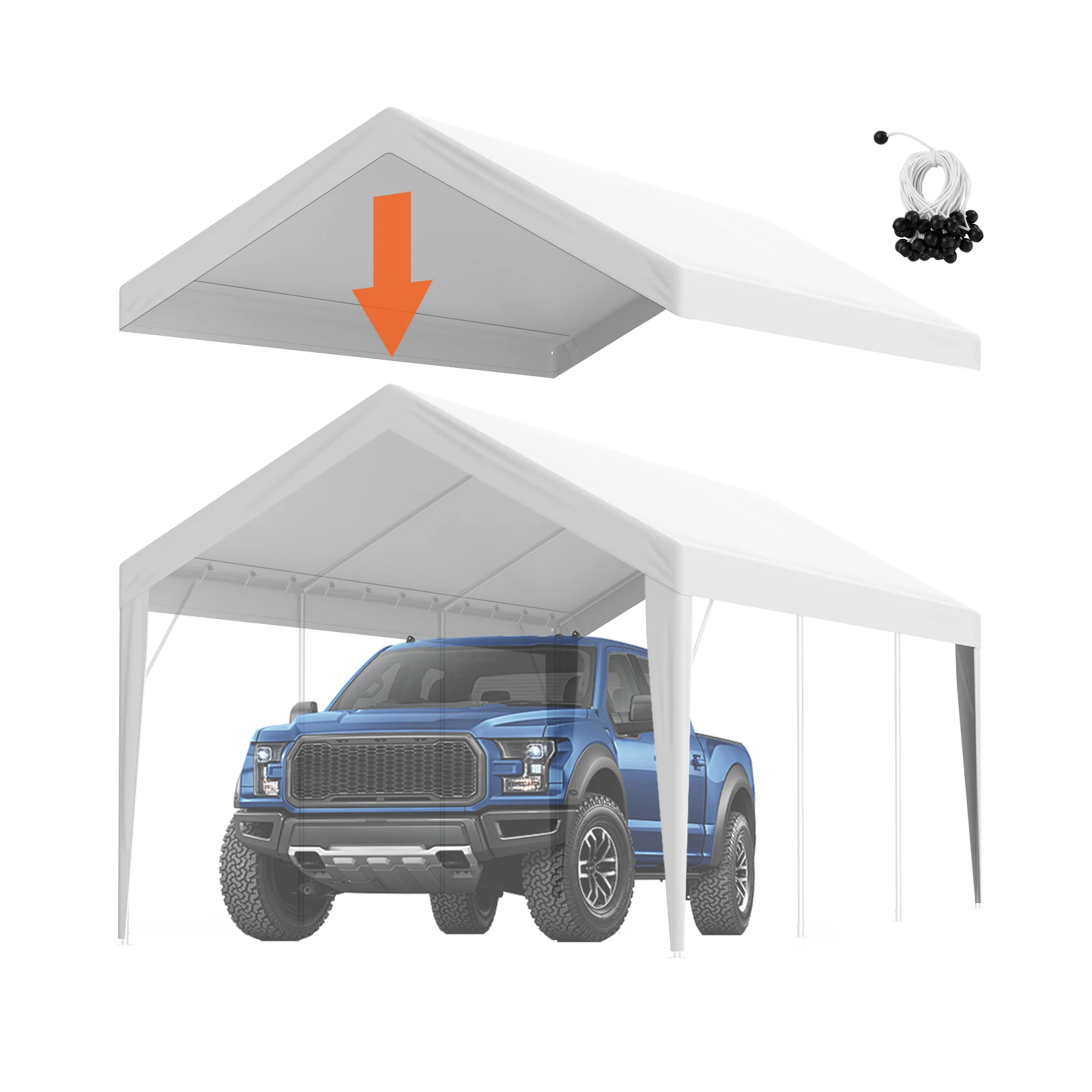 

VEVOR Carport Replacement Canopy Garage Top Tent Shelter Tarp Heavy-Duty Waterproof & UV Protected