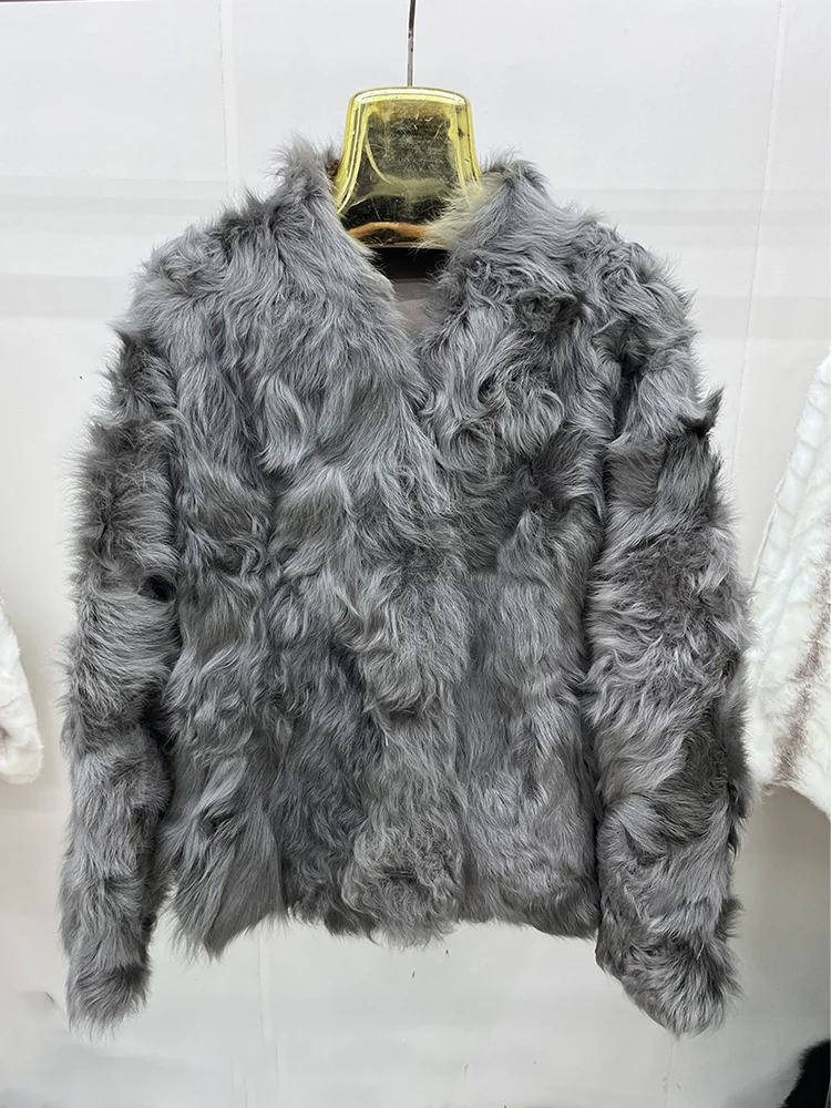 Neuer Herbst-Winter Natürlicher Lammfellmantel für Damen Echtes Schaffell-Leder Damenoberbekleidung Jacke