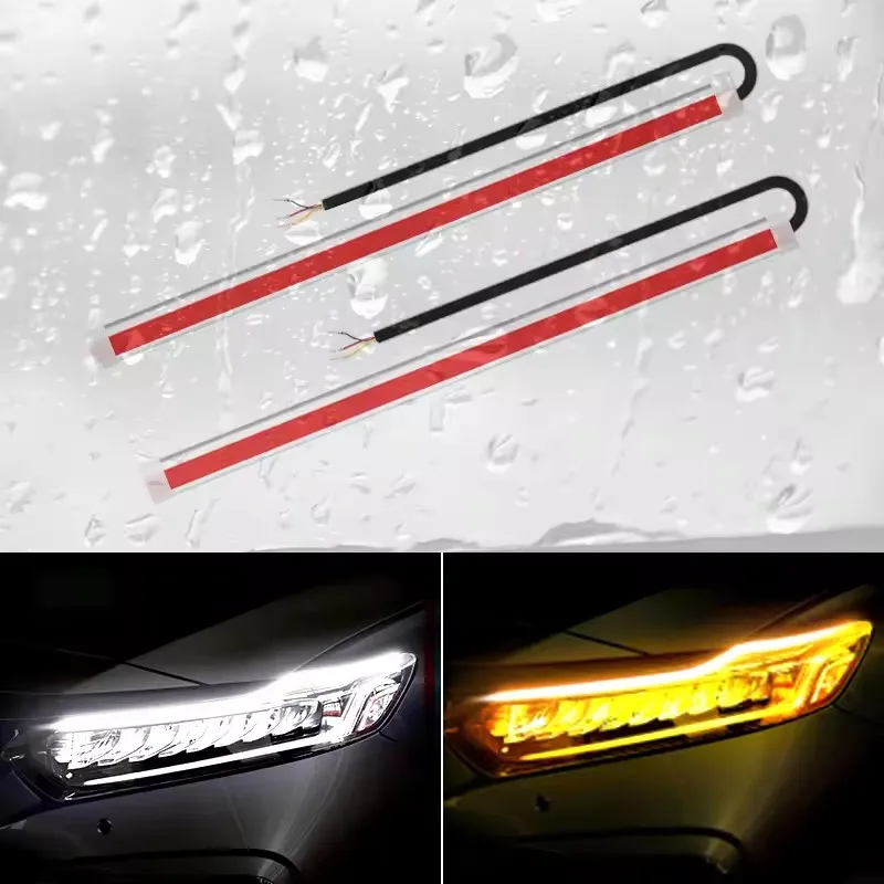 Autoscheinwerfer, dynamische dekorative LED-Lichtleisten, Blinker, gelbe flexible Blinker, Autoscheinwerfer, Tagfahrlicht