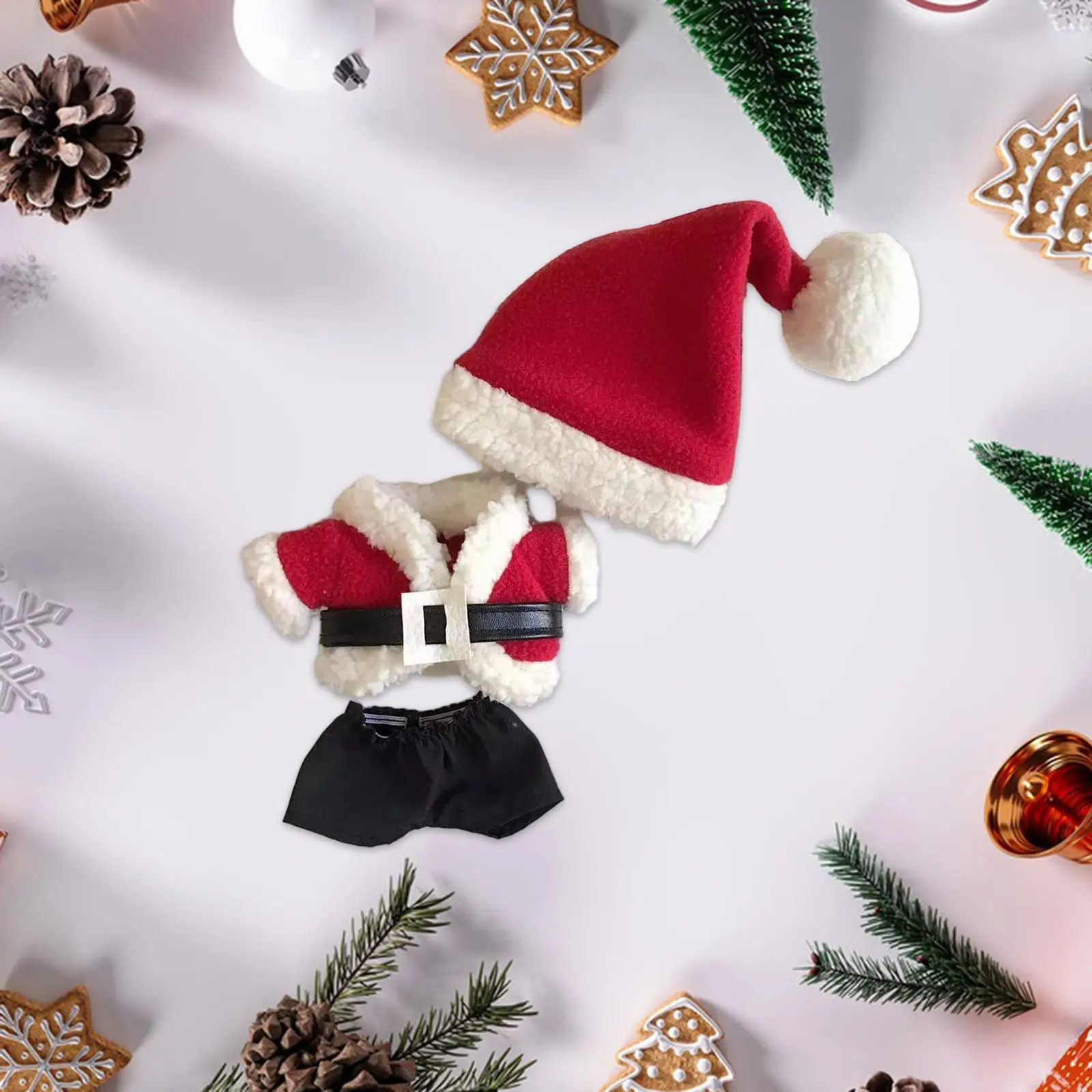 Roupas de boneca de pelúcia de 17cm, roupas de papai noel, acessórios de boneca de pelúcia macia, fofos