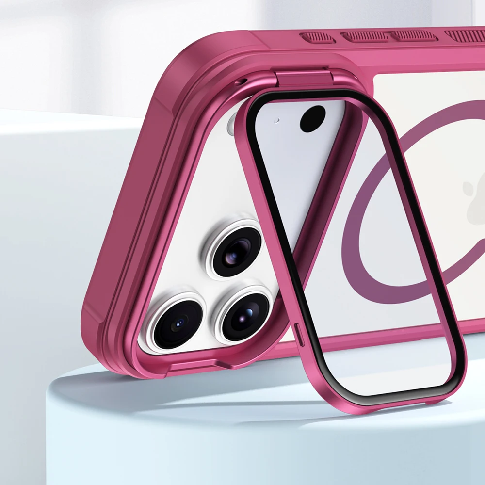 Handyhüllen mit Glaslinsenschutz und Ständer für iPhone 18 17 16 15 14 13 12 11 Pro Max Plus, stoßfeste magnetische Magsafe-Hülle