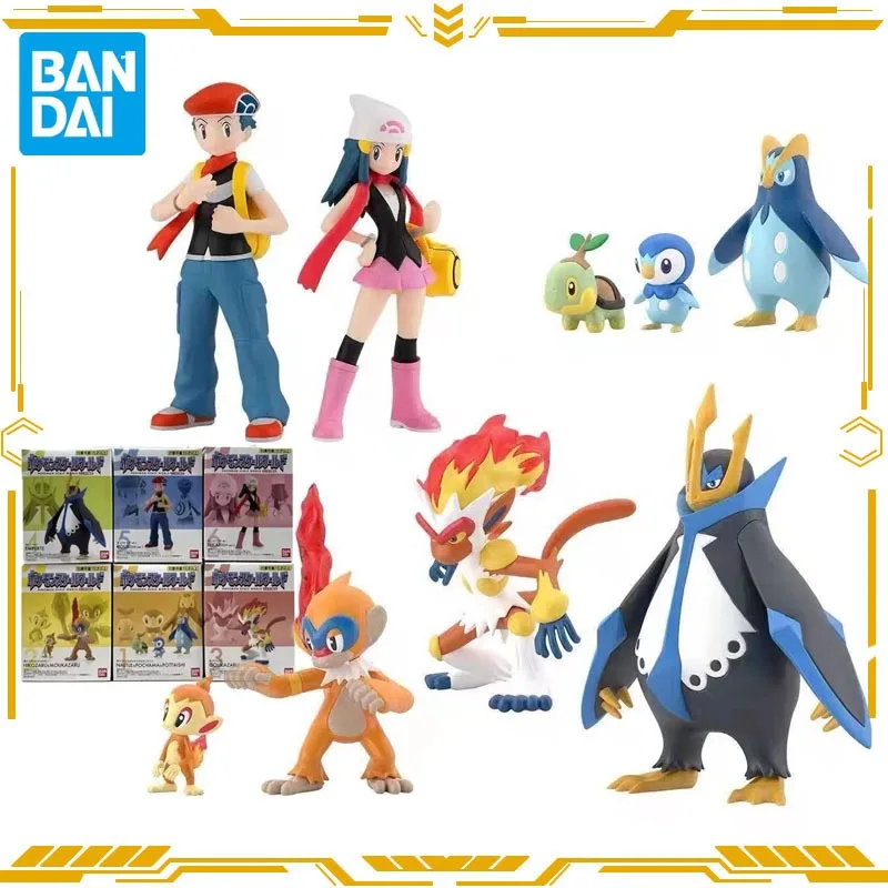 Bandai genuíno pokémon brinquedo de doces anime figura piplup prinplup figura de ação brinquedos para meninos meninas presente modelo colecionável ornamentos