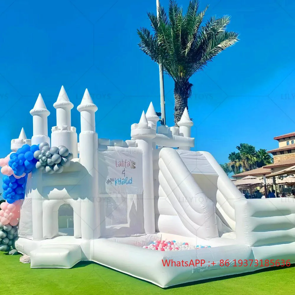 

Горячая продажа внутренняя и наружная надувная горка-замок с батутом и вентилятором