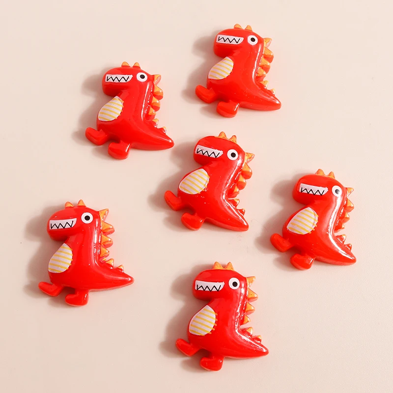 Leslie 10 Stück einfarbige niedliche Dinosaurier-Charms aus Kunstharz mit flacher Rückseite, Cabochon für Nagelkunst, Haarnadeln, Handyhülle, DIY-Zubehör – Detail 4