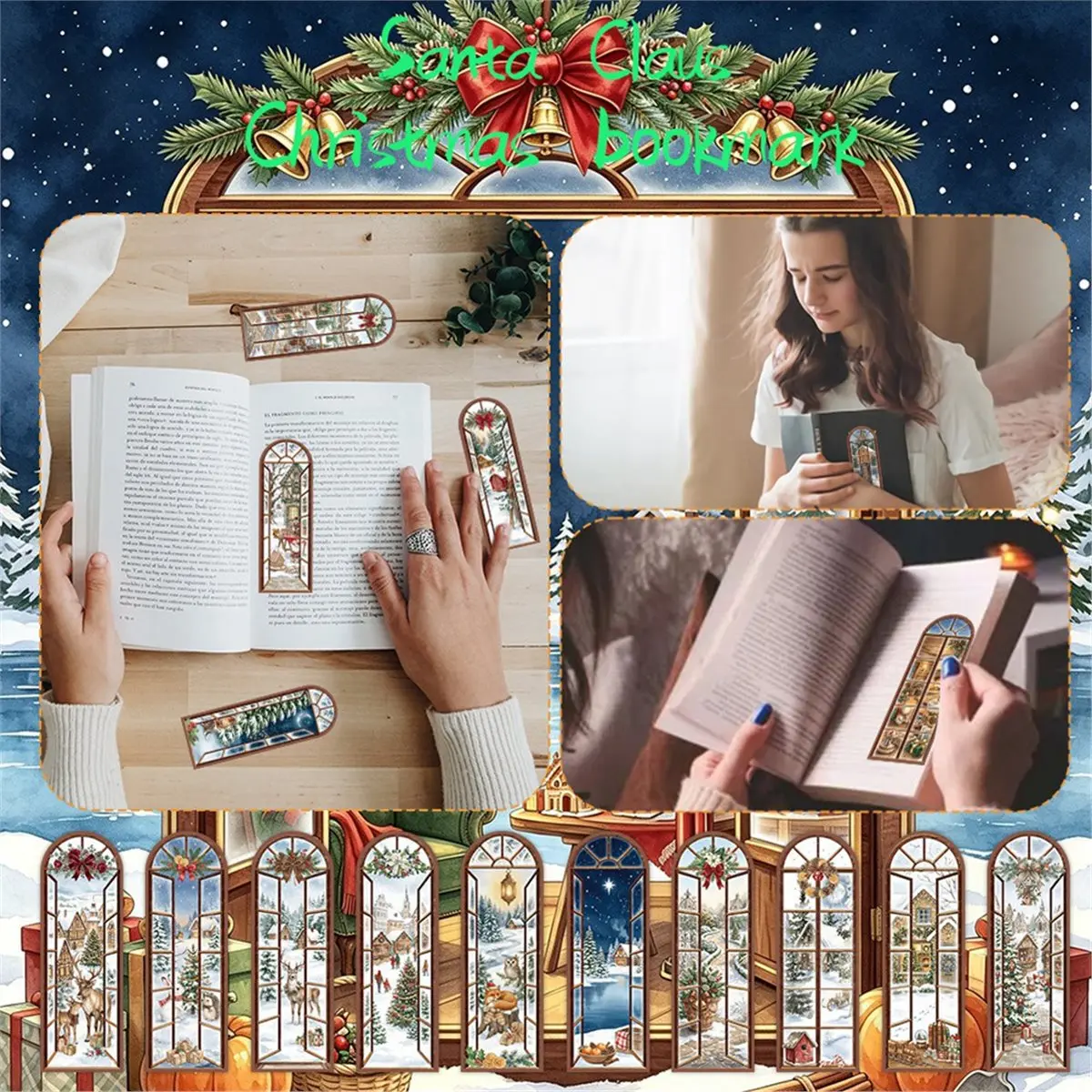 24PCS Christmas Bookmarks Winter Tags for Women, Men, Kids, Book Lovers, Teacher, Student, Holiday, Xmas Gifts