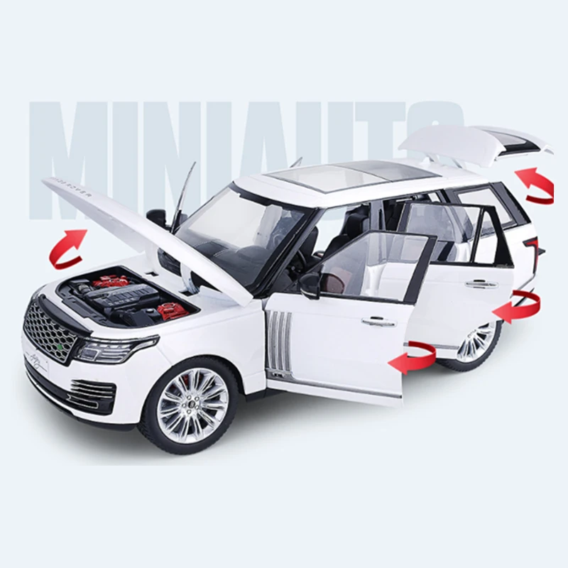 1/18 Range Rover Sports Alloy Car Model Diecast Metal Toy Off-road Vehicles Car Model Simulation Sound and Light Kids Gifts