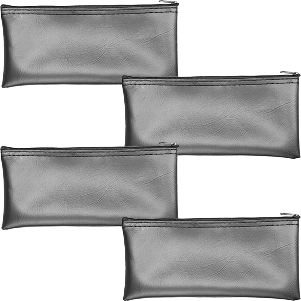

4 Pcs Microphone Bag Black Pu Wear Resistant Mic Pouch Gym Portable Carrying Case Dustproof Water Resistant Storage