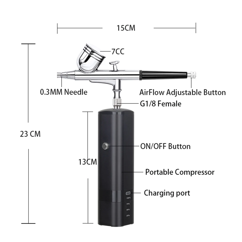 Rechargeable Wireless Cake Decoration Powerful Tools Mini Air Brush Painting Decorating Airbrush Tan Master Compressor Kits
