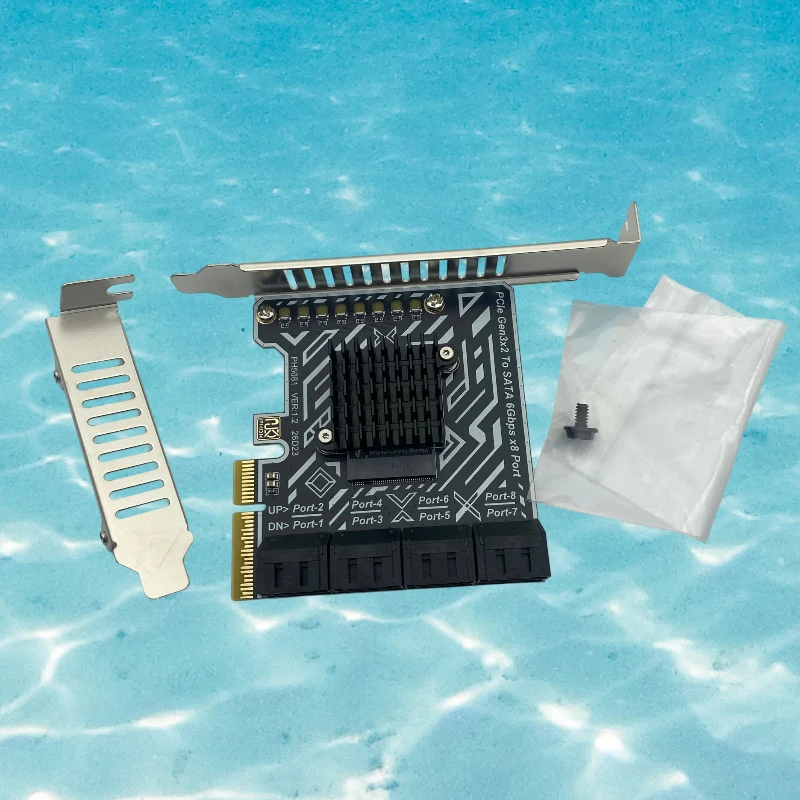 For Flynas Esxi Linux Windows Compatible Pcie 3.0 8-Port SATA Adapter Expansion Card 6Gbps For NAS Synology Pcie SATA Riser Card