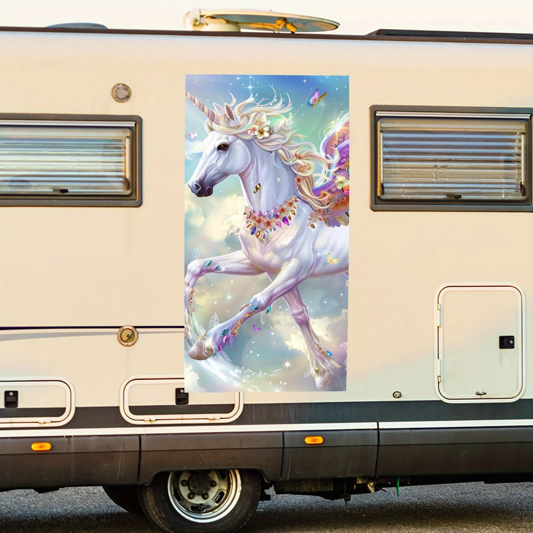 

Фэнтезийный единорог с крыльями, наклейка ArtCar, виниловая наклейка на сторону моторики дома, водонепроницаемая самоклеящаяся виниловая наклейка на т.