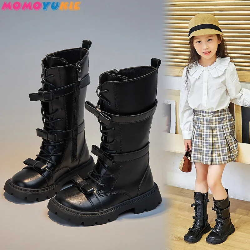 

Autumn Winter Korean Fashion Warm Boots Soft Snow Mar-tin Shoes Children Princess Long Boots Kids For Baby New Girls High Boots