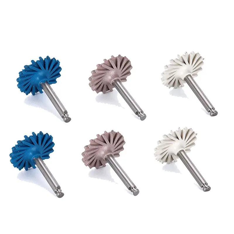 HOT 6Pcs/Set Dental Rubber Polisher Composite Resin Polishing System RA Disc Kit 14mm Wheel Spiral Flex Burs Tools 【SPECIAL OFFE