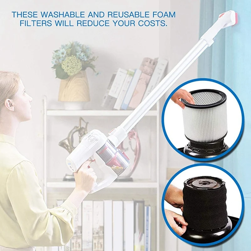 Washable and Reusable Foam Filter Suitable for Shop-Vac, Genie and VacMaster 90585 9058500 Vacuum Cleaners