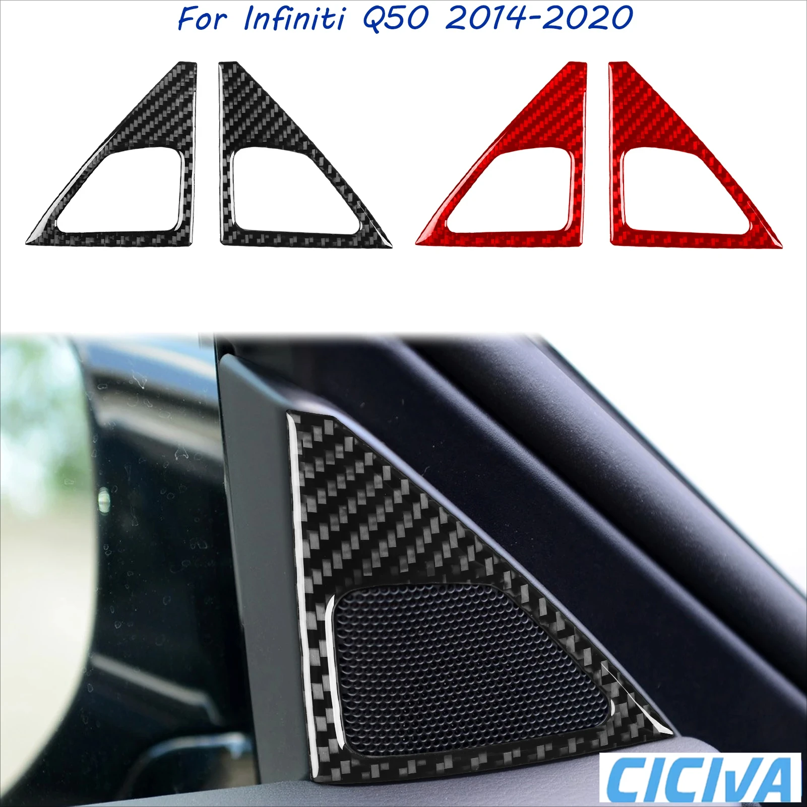 

For Infiniti Q50 2014-2020 Soft Carbon Fiber Side Window Inner A-pillar Accessories Interior Auto Decorative Car Tuning Stickers