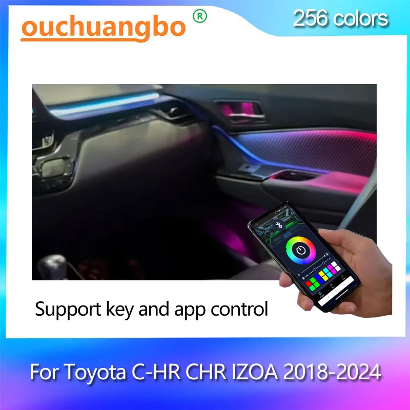 Ouchuangbo LED Ambient Light for C-HR CHR IZOA 2018-2024 Environmental Backlight Internal Environmental Lighting Lamp Kit