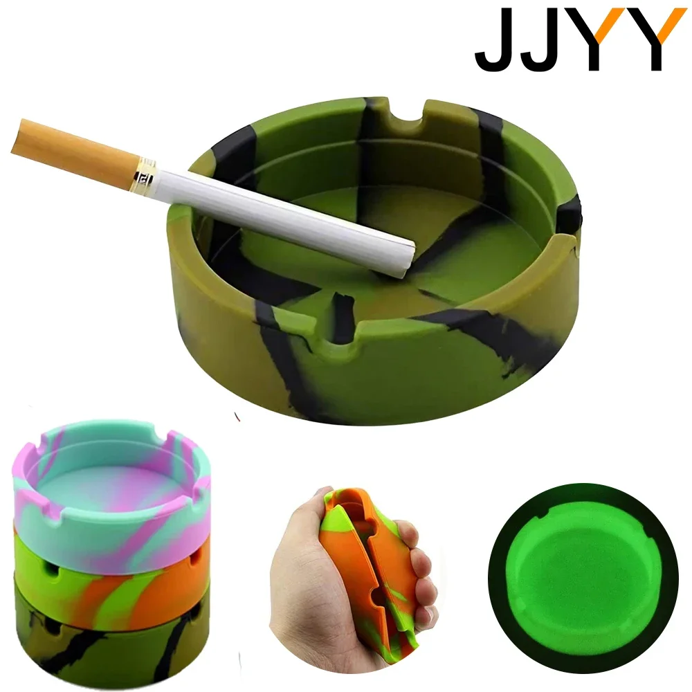 

High Heat Resistant Glowing/Colourful Silicone Ashtray Light Round Ashtray Fluorescent Ashtray