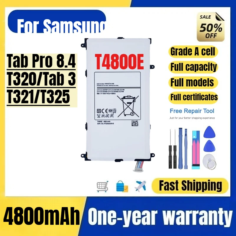 

T4800E for Samsung Tab Pro 8.4/T320/Tab 3/T321/T325 Tablet Battery High Quality Replacement Bateria Grade A Cell with Tools