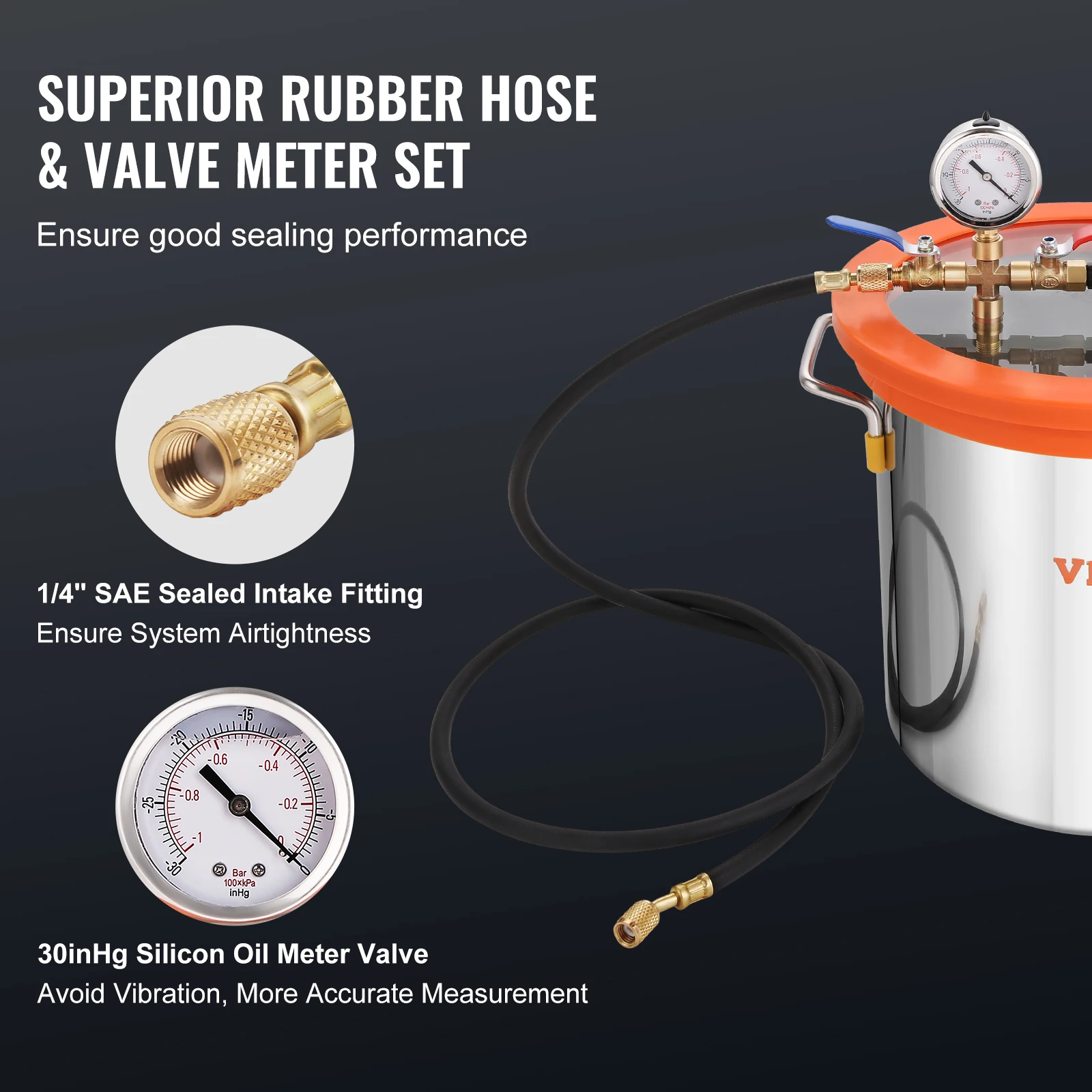 VEVOR 3.5CFM Vacuum Pump Single Stage 3/5 Gal Vacuum Chamber Tempered Glass Lid for Stabilizing Wood Degassing Silicones Epoxie