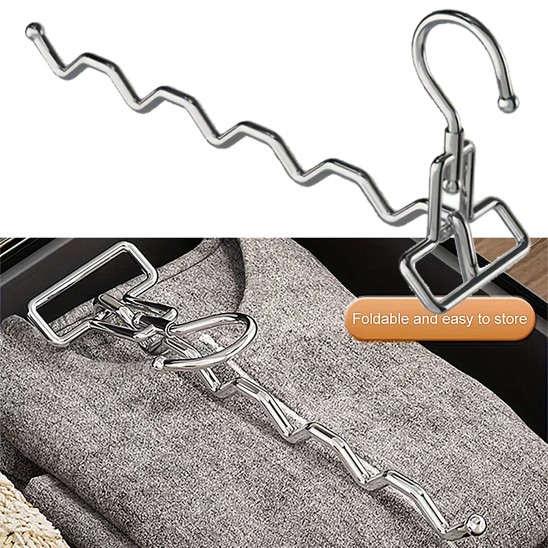 

1Pc Multi-Function Folding Clothes Drying Rack Portable Single Pole Stainless Steel Coat Hanger Household Use Balcony Bedroom