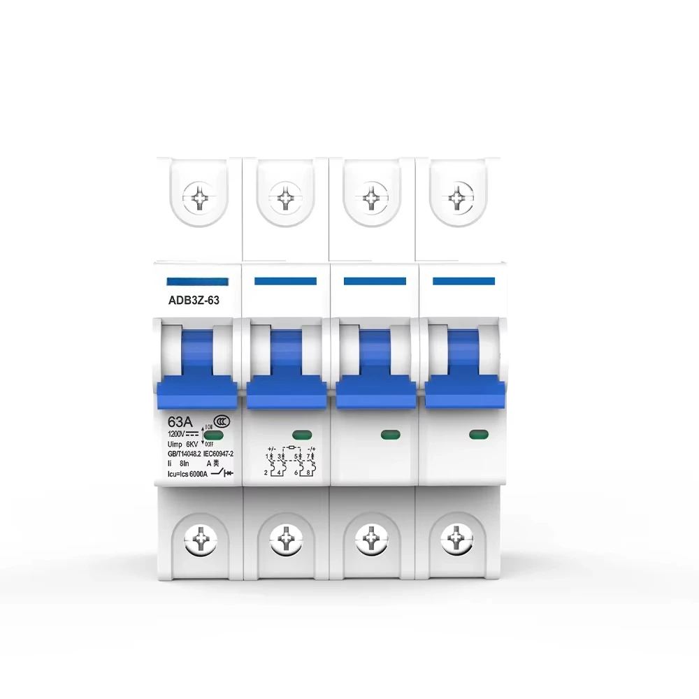 Miniature Circuit Breaker ADB3Z-63-4P DC 2P 4P Poles 125A Rated Current 220V Rated Voltage 4.5KA