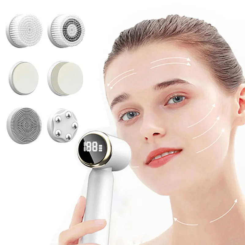 Ultrasonic Electric Facial Cleanser, Escova de Limpeza Facial, Comprimir Terapia, Esfoliante Facial, Limpador de Poros, Cravo