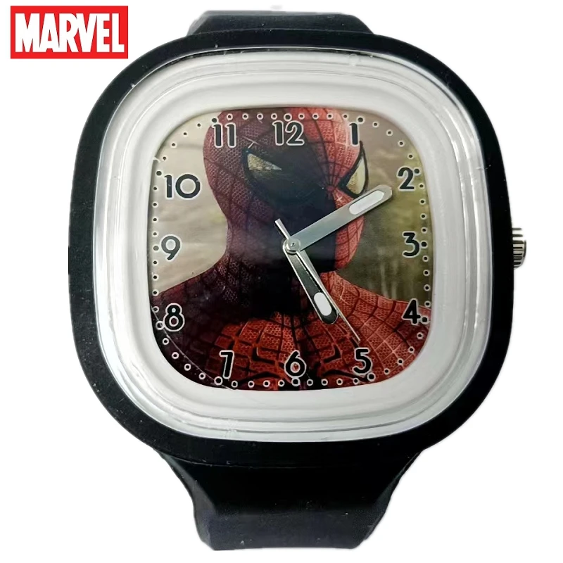 Marvel-Reloj de pulsera de cuarzo para niño y niña, cronógrafo cuadrado de dibujos animados de Spider Man, los vengadores, luminoso de silicona, para estudiante