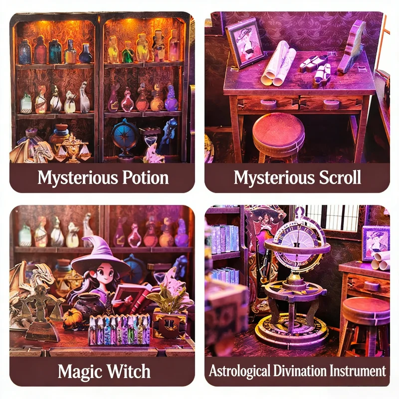 OUZEY Kit d'artisanat de bricolage de mini boutique enchantée - Modèle de magasin fantastique en bois 3D, jouet de construction créatif pour adolescents