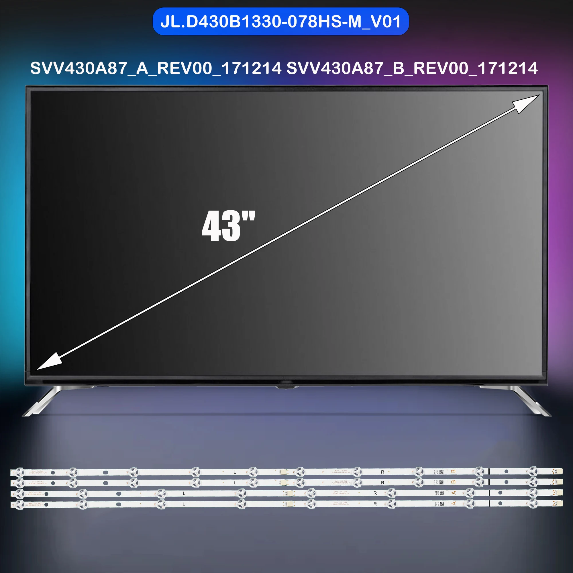 

Лента светодиодной подсветки для 43SBU700, 43SBF720, 43SBU720 XU43D40143V5863DB 43V6863DAT 43V5863DG WES43296UHD 43UHD472P 43UD8370