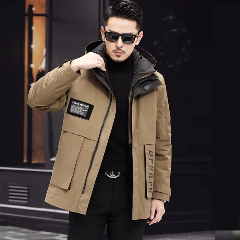 Parker Mens New Real Rabbit Fur Inner Detachable Youth Fashion Casual Coat Men Jacket Winter Fur Jackets Parkas PK5222