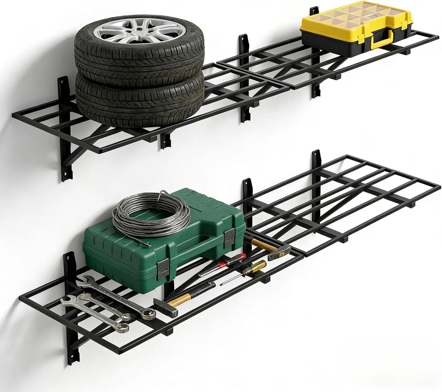 

Настенные полки для гаража, 2 шт., 2x6 футов, усиленные, для хранения, регулируемые по высоте