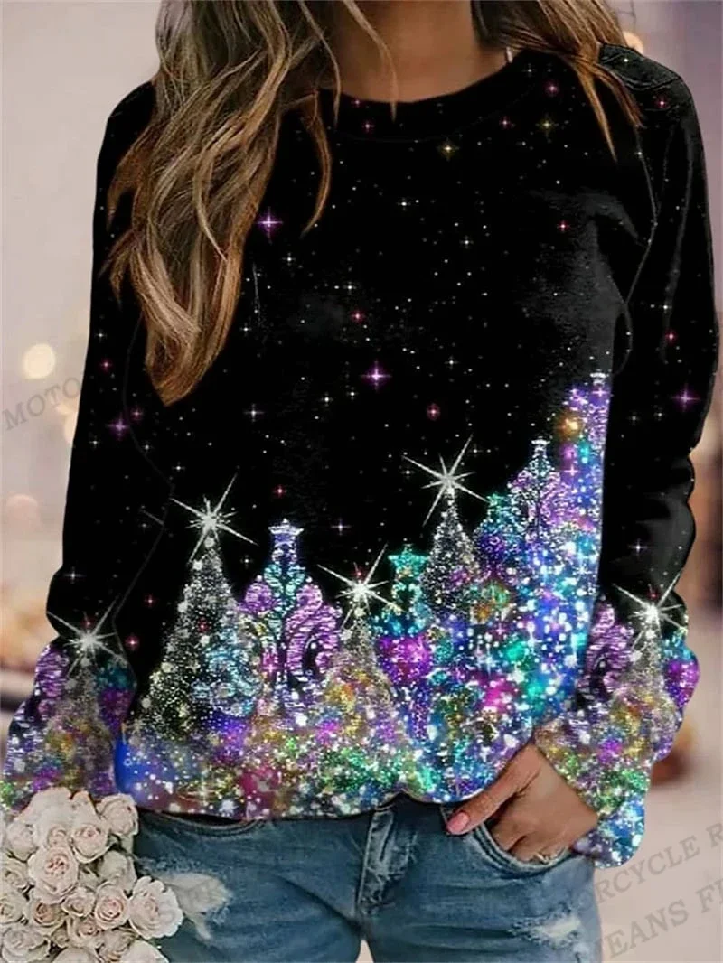 

Christmas Tree Hoodies Women Fashion Hoodies Sweatshirts Coats Christmas Hoodie Floral Coat Autumn Winter Clothes O-neck Sweats