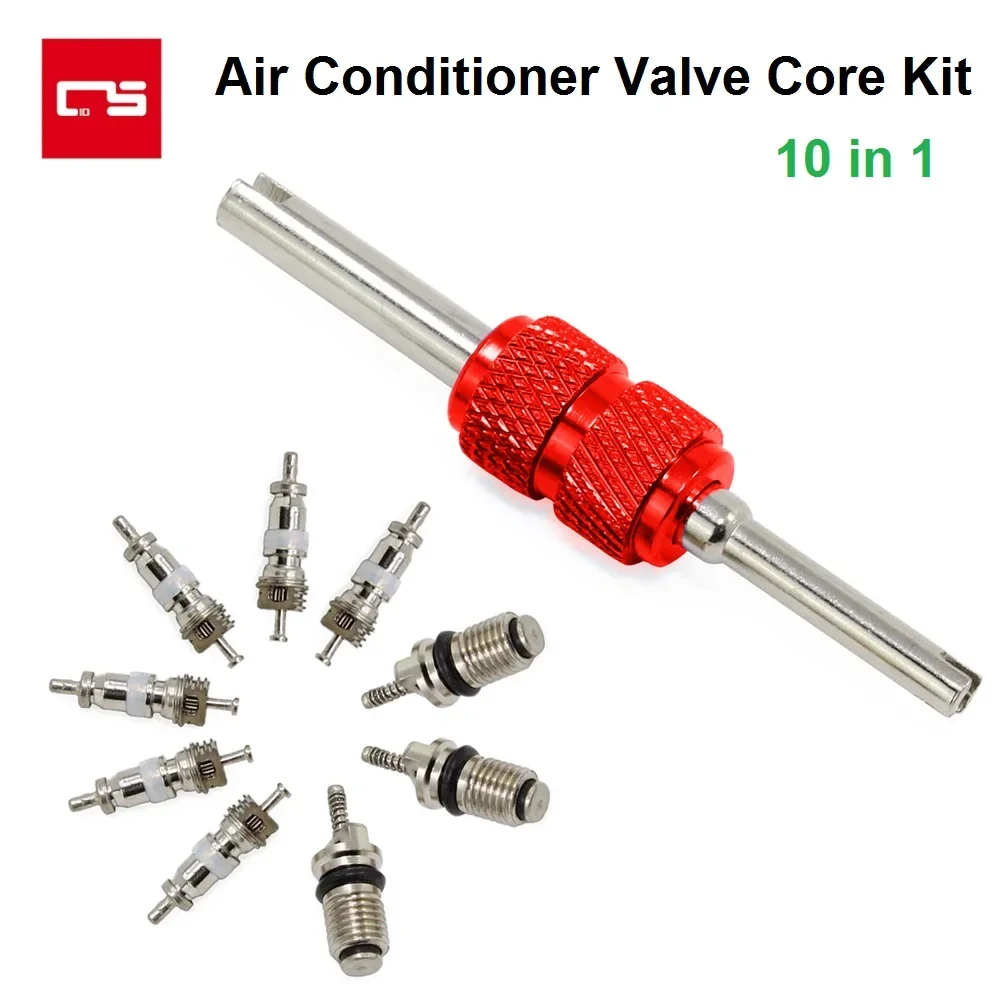 Car Air Conditioner Valve Core With Wrench Removal Installer Tool Vehicle Auto A/C R12 R134a Air Conditioning System Repair 