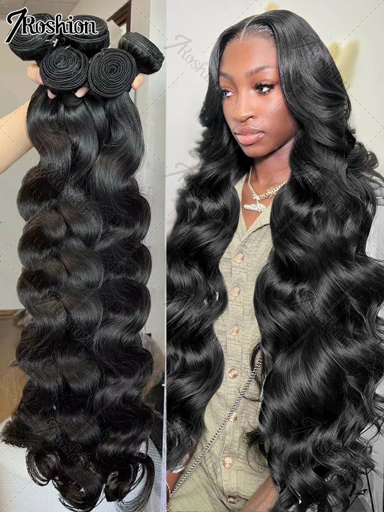 Body Wave 30 40 Inch Brazilian Raw Virgin Unprocessed 100% Human Hair Extensions Wavy 3 4 Bundles Double Weft Bulk Braiding Hair