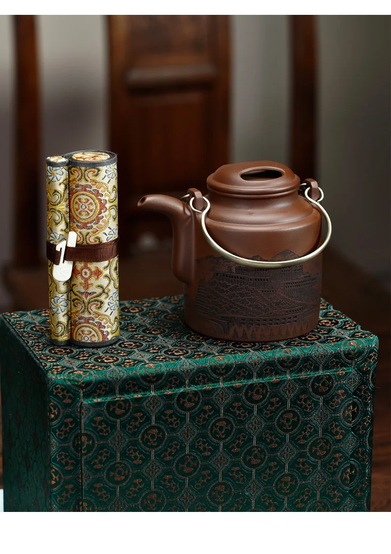 جميع صانعة الشاي الصينية القديمة والكبيرة المصنوعة يدويًا، والهدايا، ونقش الطين الأرجواني، وعاء الطين الأرجواني #6