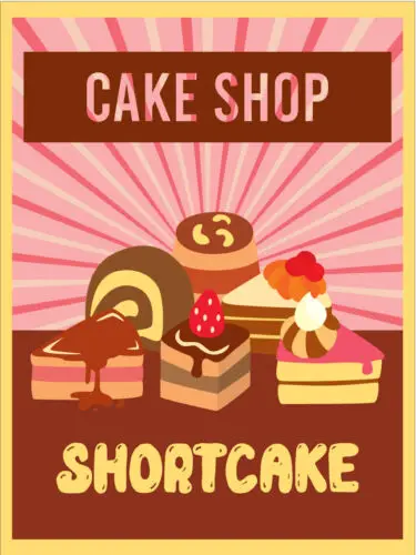 Cake Shop Shortcake Metal Wall Plaque Art Vintage tin sign retro Food, Advert