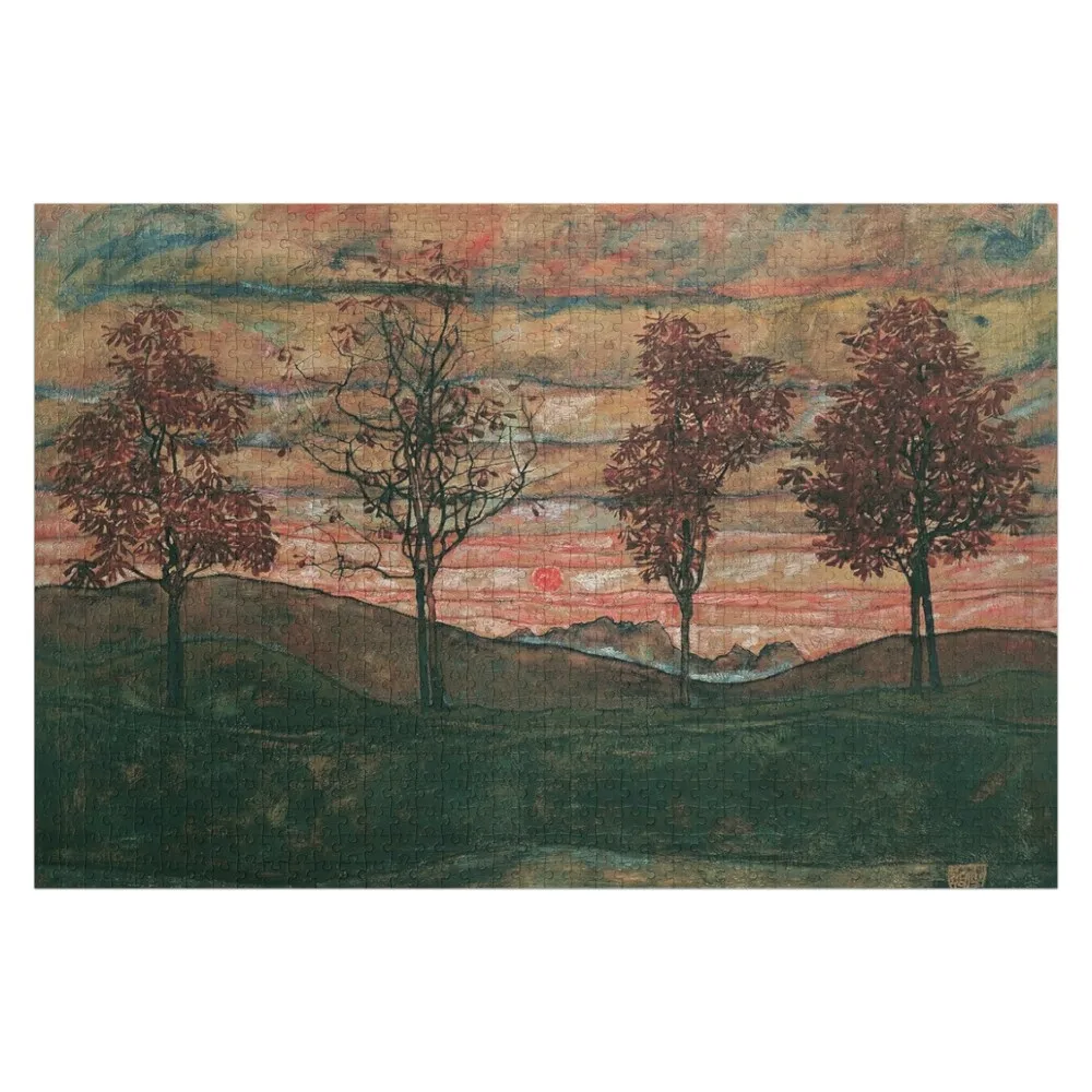 Egon Schiele Four Trees, Egon Schiele abstract Jigsaw Puzzle Woods For Adults Anime Puzzle