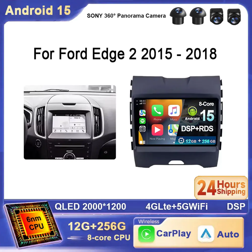 

Для Ford Ranger 2 Everest 2 Для Ford Edge 2 2015 2016-2018 Android 15 Carplay Автомобильный радиоприемник Мультимедийный плеер GPS Стерео 4G WIFI B