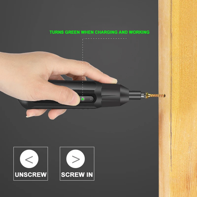 GROSAM 3.6V Mini Electrical Screwdriver Set WL-DDLSD Smart Cordless Electric Screwdrivers USB Rechargeable Handle