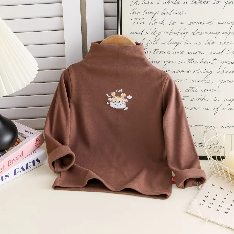 

Long-sleeve Children's Warm Developer Bottoming Shirt for Girls Boys Clothing Solid Color Baby Kids Cartoon Print Pullover Tops