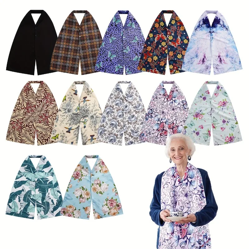 

Waterproof Adult Bib for Elderly Oil Resistant Dining Apron Anti-Dirty Eating Aid Large Size Washable Burp Cloth